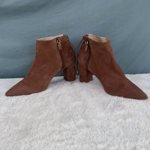 NWOT Stuart Weitzman Women's Tieback Brown Boots Sz 8B Leather Suede Tan Neutral - Picture 1 of 10